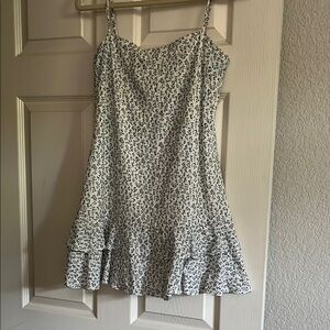 Princess Polly Navy and White Ruffled Tiered Mini Sundress